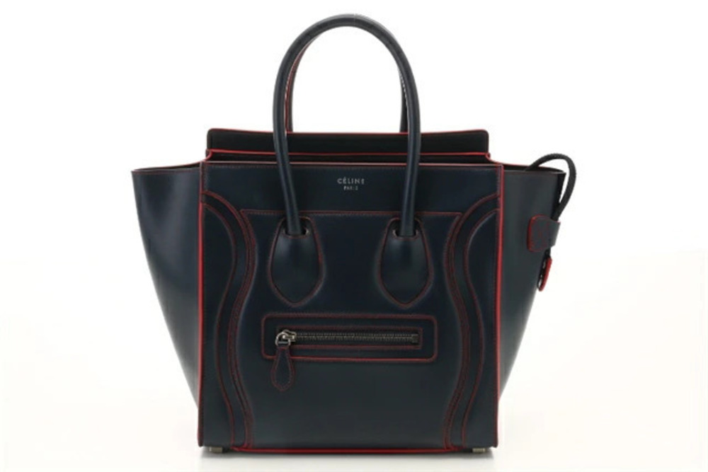 Celine Luggage Tote Shopper Bag Calfskin Navy Blue